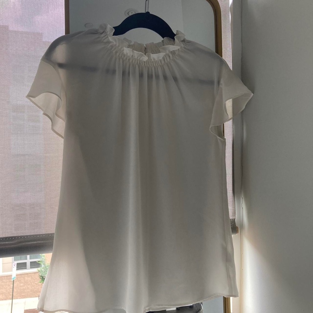 Express White Ruffle Blouse